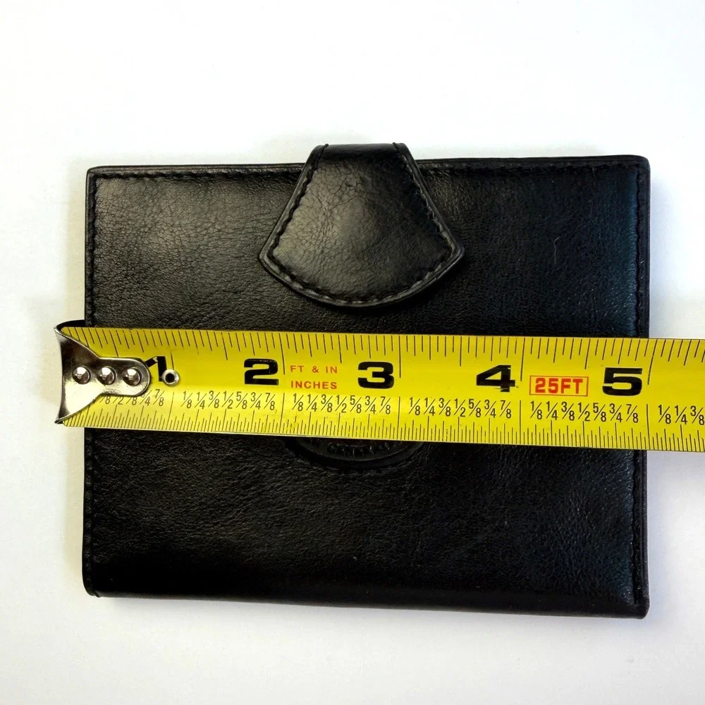Le Pelican New Generation Black Leather Bi-Fold Wallet Snap Tab Card Case Vtg